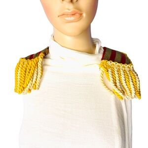 Zanthrax Gold, Red Rope Fringe Epaulettes – Statement Shoulder Accessories